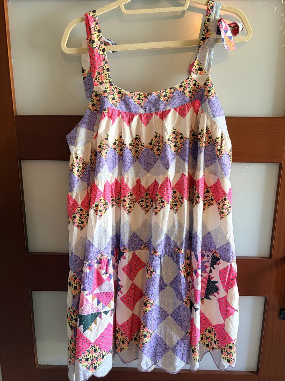 Patchwork Sleeveless Sundress - Pink & Lavender Urban Outfitters Size Large